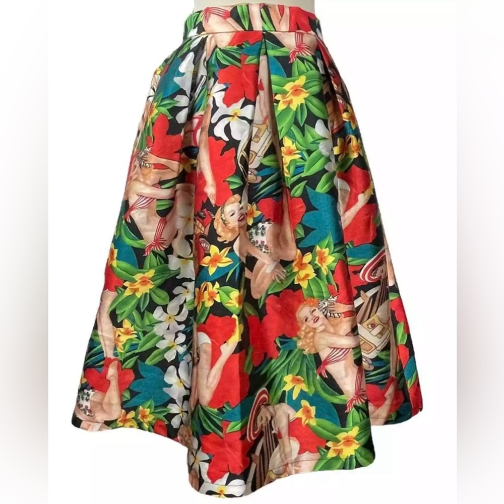 Miusol Swing Skirt 1950’s Rockabilly Tropical Hawaiian Pin-Up Women’s Medium